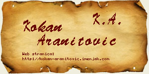 Kokan Aranitović vizit kartica